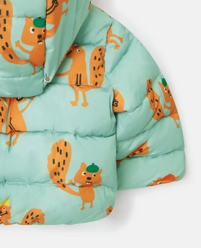 Squirrel Print Hooded Puffer Coat Squirrel Print Hooded Puffer Coat
