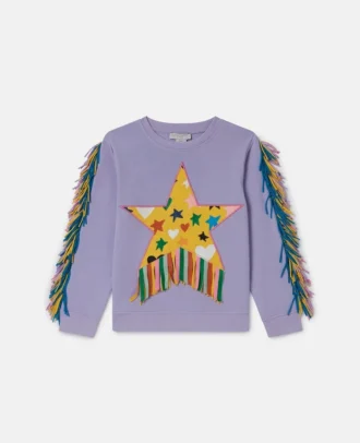 Star Graphic Fringed Sweatshirt