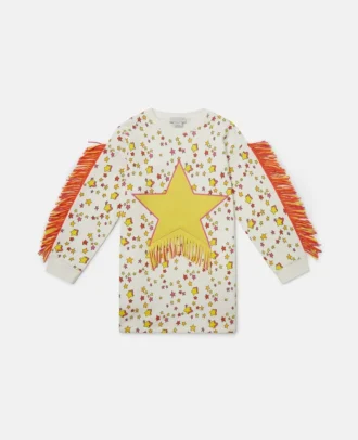 Star Graphic Fringed Sweatshirt Dress