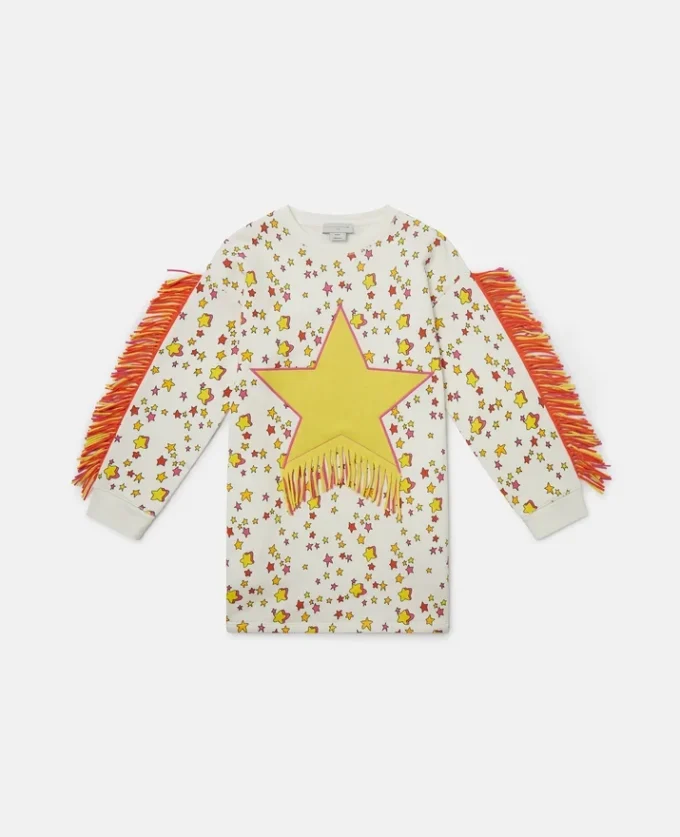 Star Graphic Fringed Sweatshirt Dress Star Graphic Fringed Sweatshirt Dress