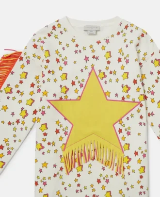 Star Graphic Fringed Sweatshirt Dress