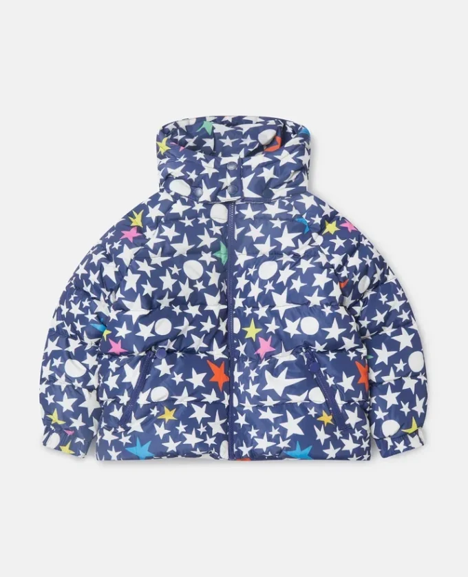Star Print Hooded Puffer Coat Star Print Hooded Puffer Coat