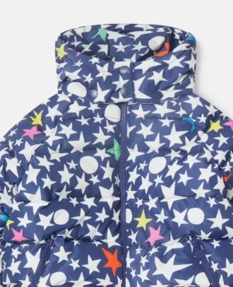 Star Print Hooded Puffer Coat
