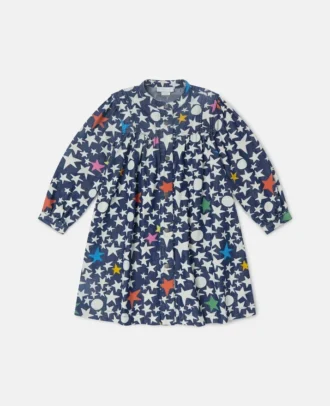 Star Print Long-Sleeve Dress