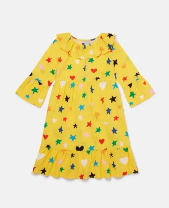 Star Print Long-Sleeve Dress