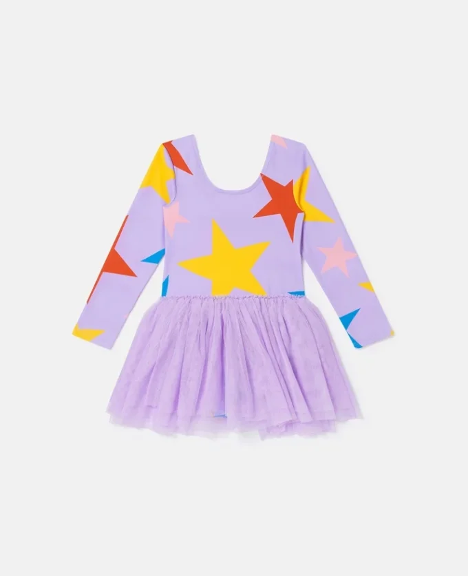 Star Print Tulle Skirt Long-Sleeve Dress Star Print Tulle Skirt Long-Sleeve Dress