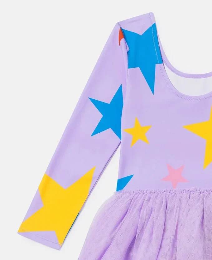 Star Print Tulle Skirt Long-Sleeve Dress Star Print Tulle Skirt Long-Sleeve Dress