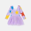 Star Print Tulle Skirt Long-Sleeve Dress Star Print Tulle Skirt Long-Sleeve Dress