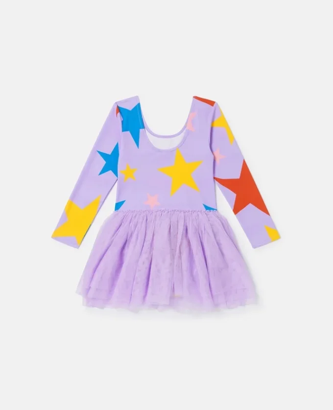 Star Print Tulle Skirt Long-Sleeve Dress Star Print Tulle Skirt Long-Sleeve Dress