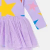 Star Print Tulle Skirt Long-Sleeve Dress Star Print Tulle Skirt Long-Sleeve Dress