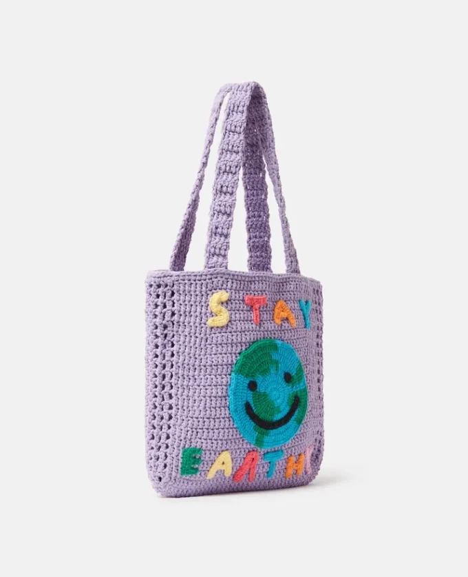 Stay Earthy Graphic Knitted Tote Bag Stay Earthy Graphic Knitted Tote Bag