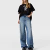 Faded Wide-Leg High-Rise Denim Jeans Faded Wide-Leg High-Rise Denim Jeans