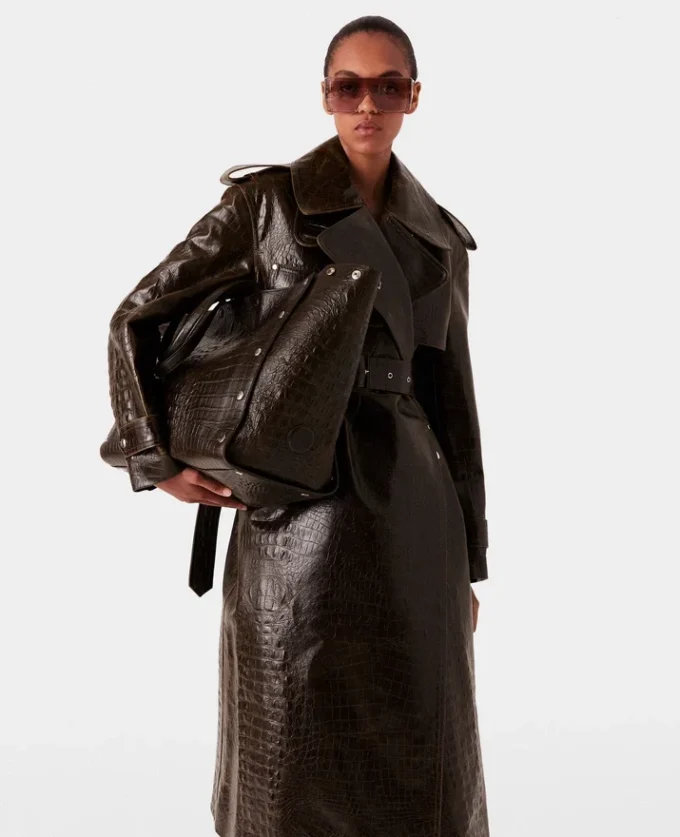 Crocodile Embossed Trench Coat Crocodile Embossed Trench Coat