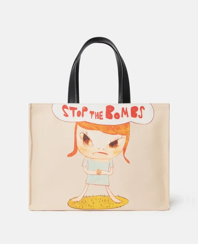 Stop the Bombs Print Cotton Canvas Tote Bag Stop the Bombs Print Cotton Canvas Tote Bag