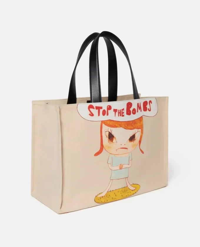 Stop the Bombs Print Cotton Canvas Tote Bag Stop the Bombs Print Cotton Canvas Tote Bag