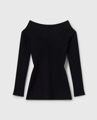 Straight-Neck Long-Sleeve Top
