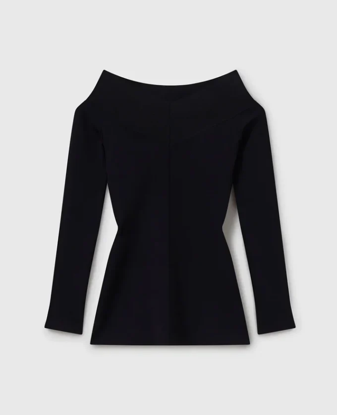 Straight-Neck Long-Sleeve Top Straight-Neck Long-Sleeve Top