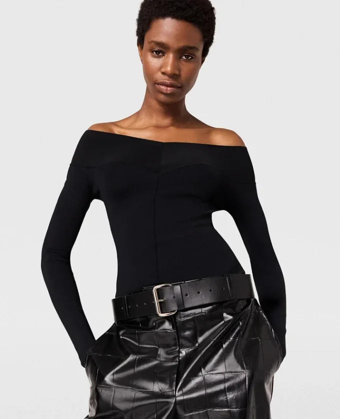 Straight-Neck Long-Sleeve Top Straight-Neck Long-Sleeve Top