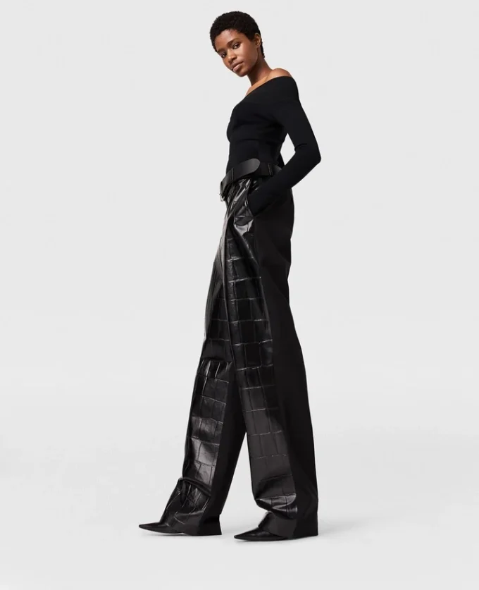 Crocodile-Embossed Straight-Leg Pants Crocodile-Embossed Straight-Leg Pants