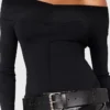 Straight-Neck Long-Sleeve Top Straight-Neck Long-Sleeve Top