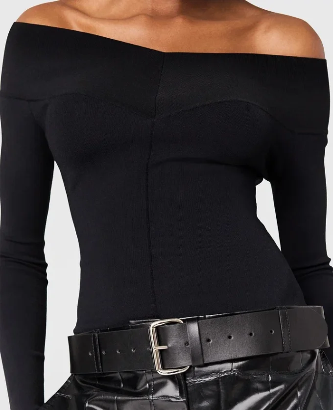 Straight-Neck Long-Sleeve Top Straight-Neck Long-Sleeve Top
