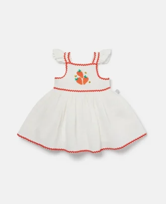 Strawberry Embroidered Cap-Sleeve Dress