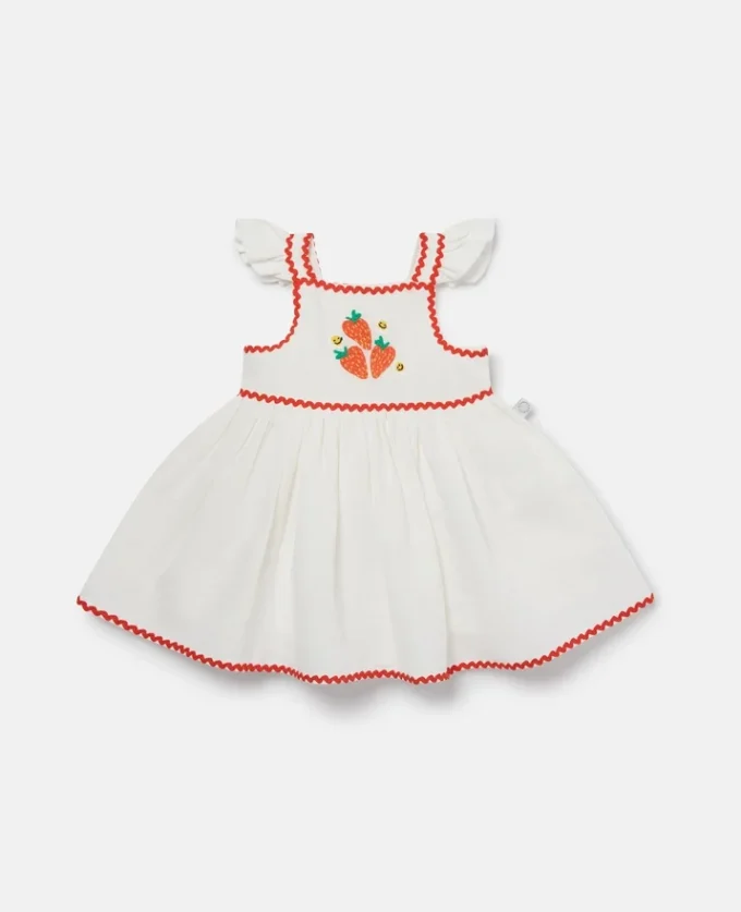 Strawberry Embroidered Cap-Sleeve Dress Strawberry Embroidered Cap-Sleeve Dress