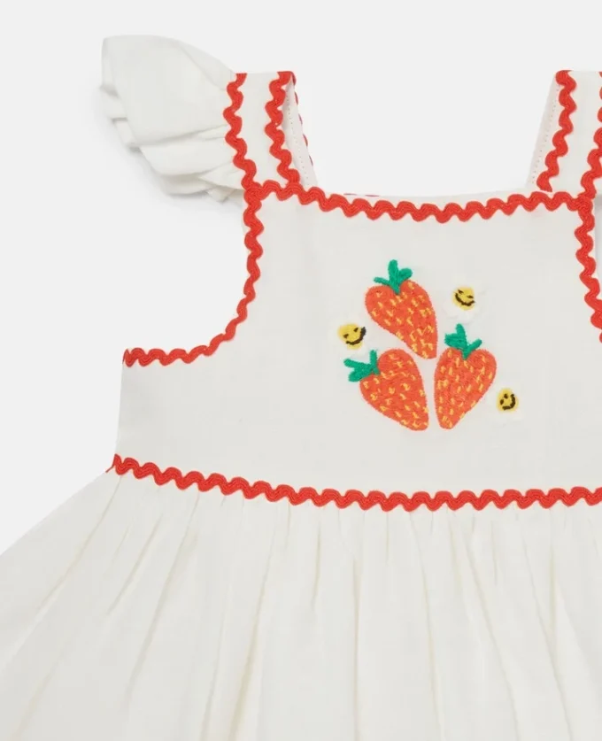 Strawberry Embroidered Cap-Sleeve Dress Strawberry Embroidered Cap-Sleeve Dress