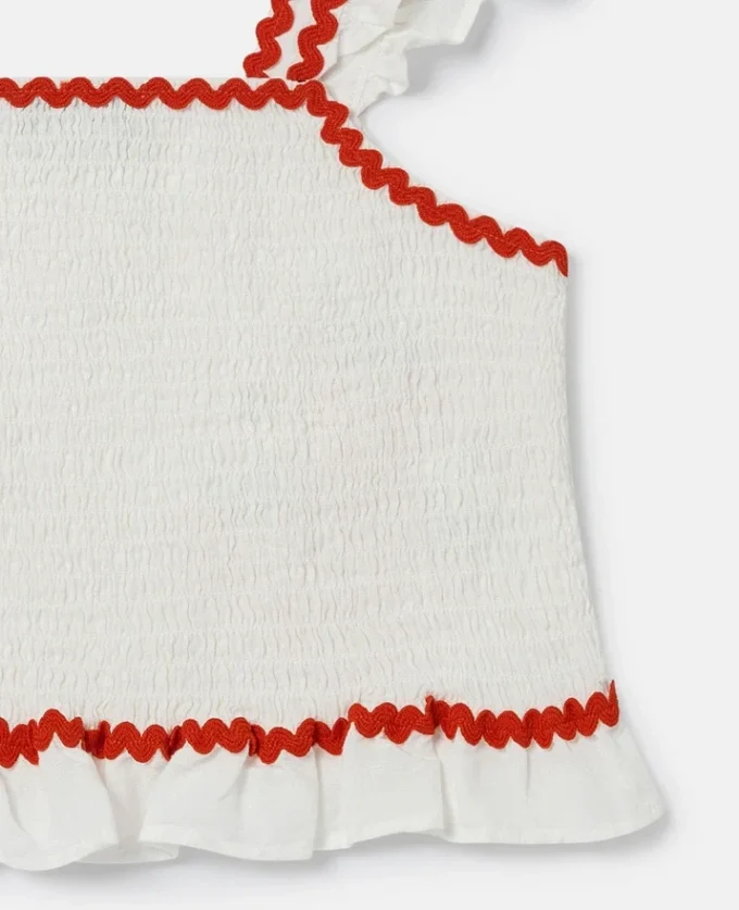 Strawberry Embroidered Cap-Sleeve Top Strawberry Embroidered Cap-Sleeve Top