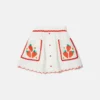Strawberry Embroidered Scalloped Trim Skirt Strawberry Embroidered Scalloped Trim Skirt
