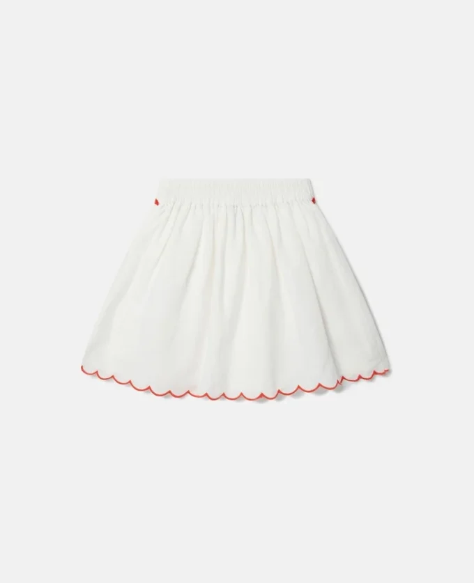 Strawberry Embroidered Scalloped Trim Skirt Strawberry Embroidered Scalloped Trim Skirt