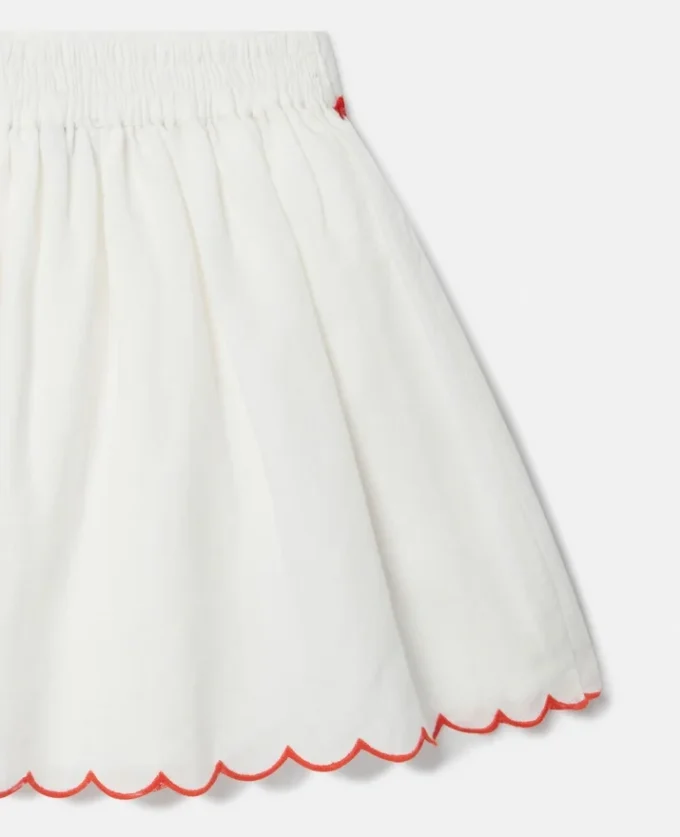 Strawberry Embroidered Scalloped Trim Skirt Strawberry Embroidered Scalloped Trim Skirt