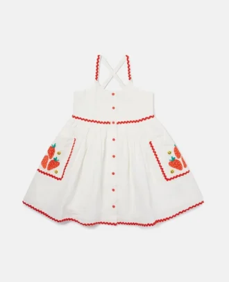 Strawberry Embroidered Sleeveless Dress