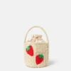 Strawberry Embroidered Straw Tote Bag Strawberry Embroidered Straw Tote Bag