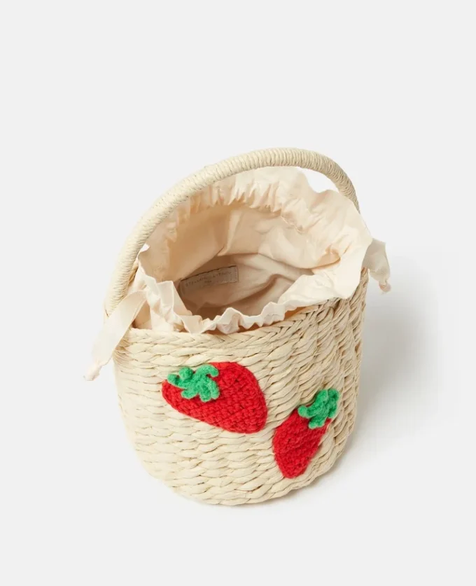 Strawberry Embroidered Straw Tote Bag Strawberry Embroidered Straw Tote Bag