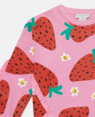 Strawberry Print Fringe Sweatshirt