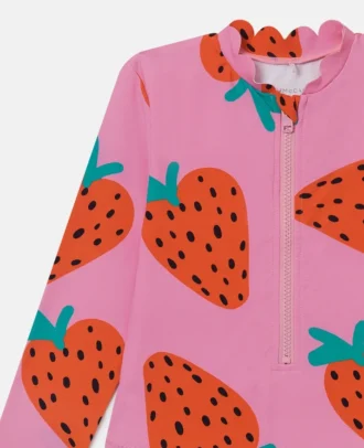 Strawberry Print Long Sleeve Swimsuit