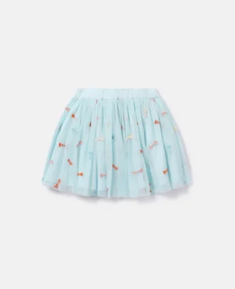 Striped Bow Embroidery Tutu Skirt
