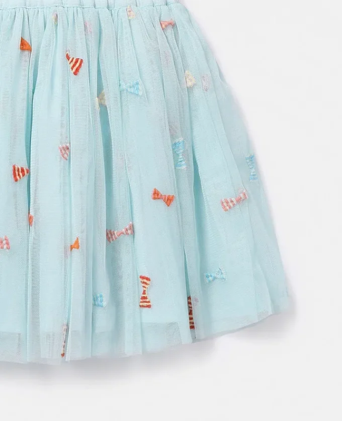 Striped Bow Embroidery Tutu Skirt Striped Bow Embroidery Tutu Skirt