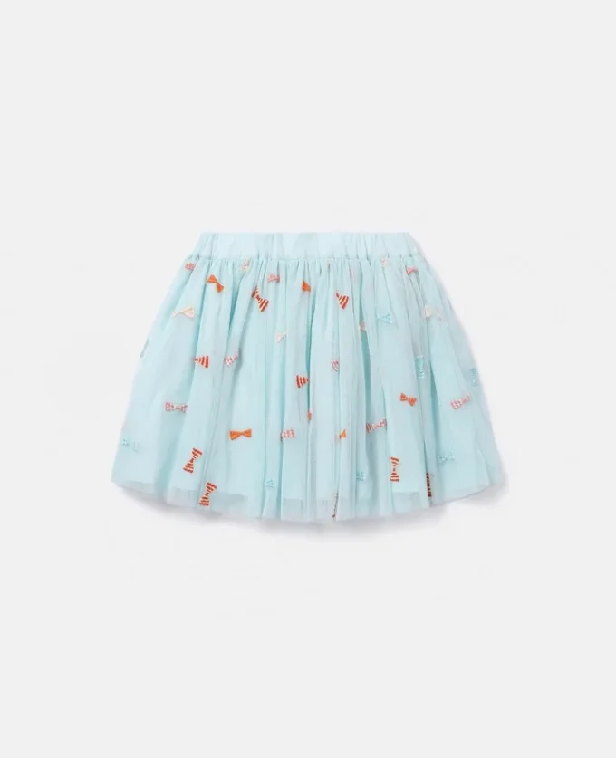 Striped Bow Embroidery Tutu Skirt Striped Bow Embroidery Tutu Skirt