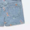 Striped Bow Print Denim Shorts Striped Bow Print Denim Shorts