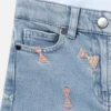 Striped Bow Print Denim Shorts Striped Bow Print Denim Shorts