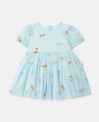 Striped Bow Print Occasion Dress