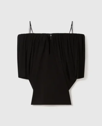 Structured Strapless Pleated Crepe Top