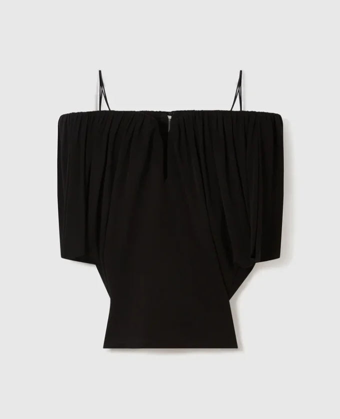 Structured Strapless Pleated Crepe Top Structured Strapless Pleated Crepe Top