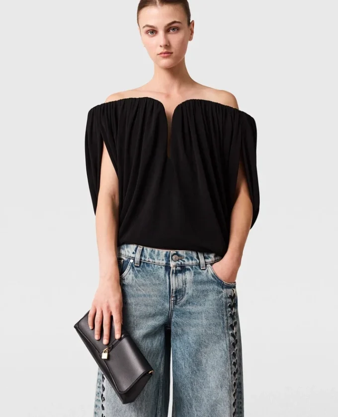 Structured Strapless Pleated Crepe Top Structured Strapless Pleated Crepe Top