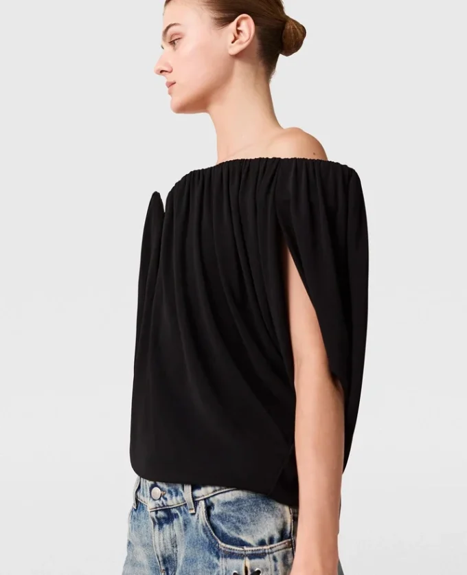 Structured Strapless Pleated Crepe Top Structured Strapless Pleated Crepe Top