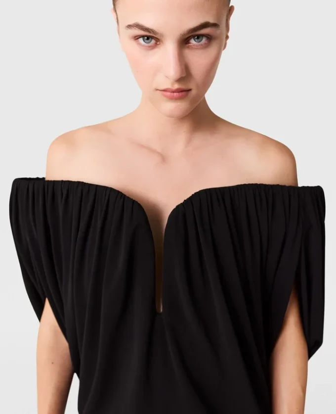 Structured Strapless Pleated Crepe Top Structured Strapless Pleated Crepe Top