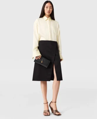 Tailored Satin Midi Skirt