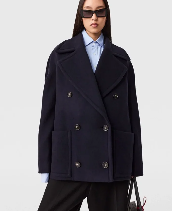 Tie-Belt Cropped Peacoat Jacket Tie-Belt Cropped Peacoat Jacket